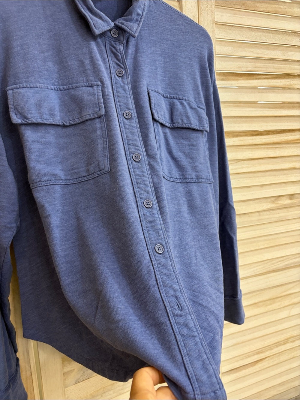 Splendid Washed Light Blue Button-Down Shirt with Chest Pockets